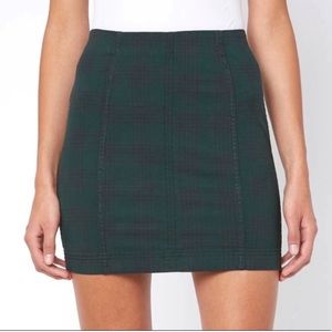 Free People modern Femme academia Plaid skirt size 12 back zipper mini goth